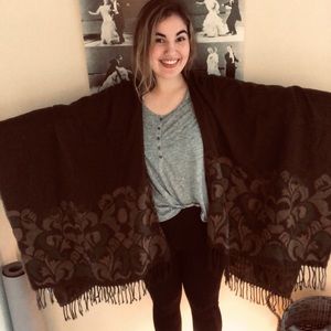 Double sided dark green shawl/wrap